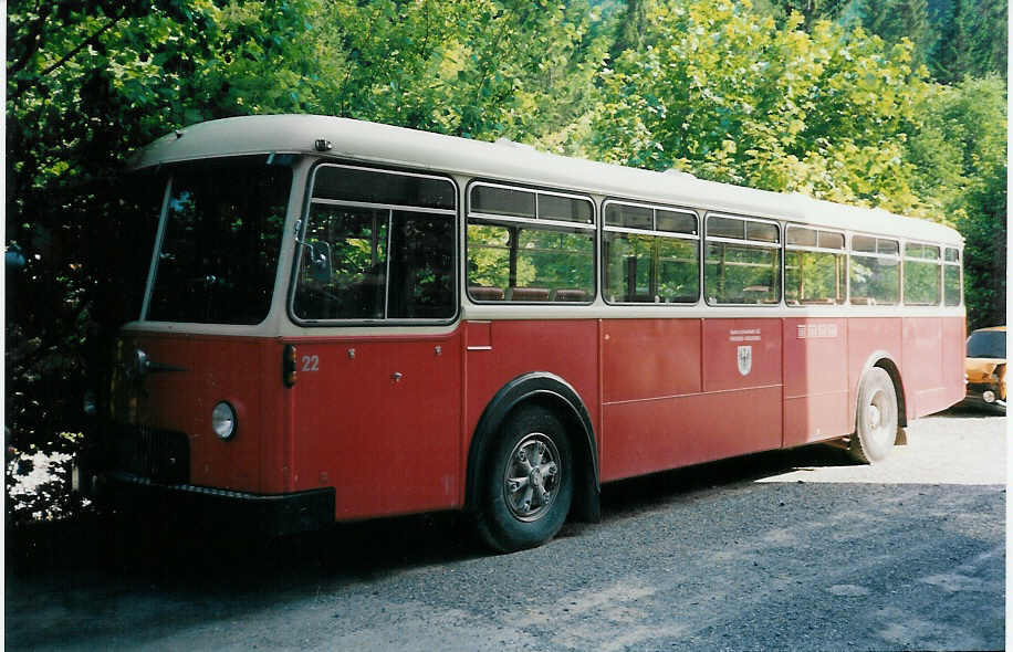 (006'230) - AFA Adelboden - Nr. 22 - FBW/T�scher (ex P 25'502) am 19. Juli 1990 in Adelboden, Margeli