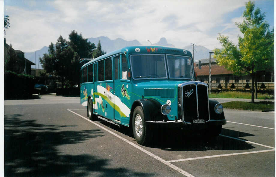 (012'921) - WWF, Z�rich - ZH 170'109 - Saurer/Gangloff Pandamobil (ex P 24'552) am 18. August 1995 in Thun, Seestrasse