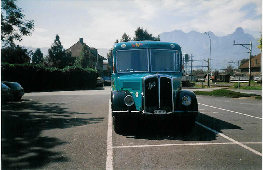 (012'922) - WWF, Z�rich - ZH 170'109 - Saurer/Gangloff Pandamobil (ex P 24'552) am 18. August 1995 in Thun, Seestrasse