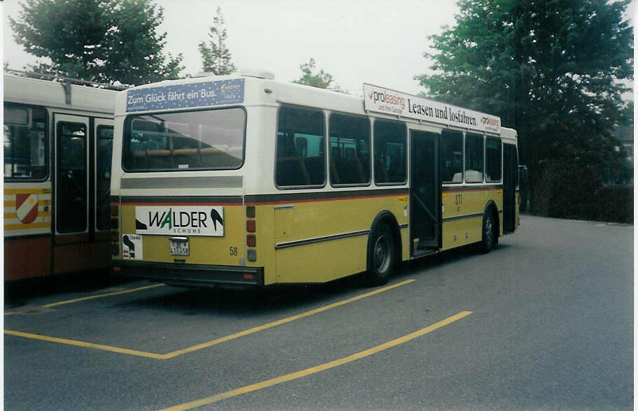 (014'927) - STI Thun - Nr. 58/BE 413'458 - Saurer/R&J am 4. September 1996 bei der Schiffl�ndte Thun