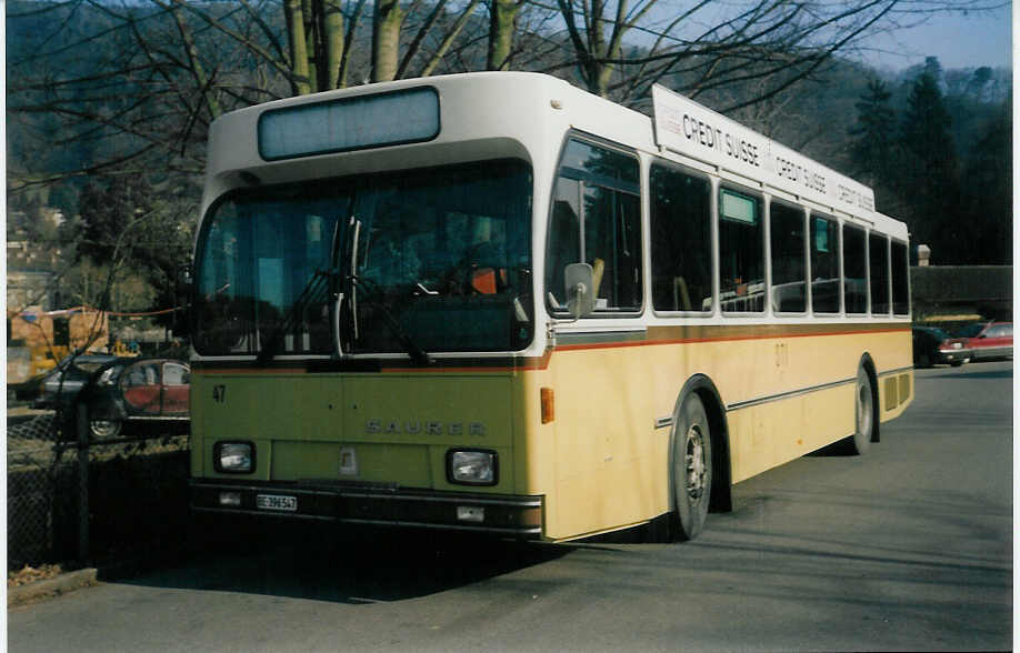 (016'207) - STI Thun - Nr. 47/BE 396'547 - Saurer/R&J am 29. Januar 1997 bei der Schiffl�ndte Thun