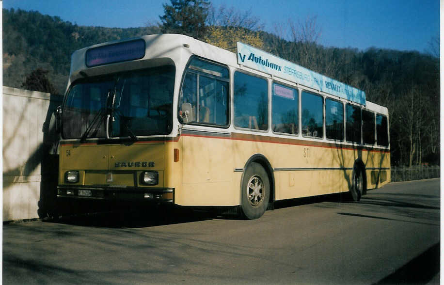 (016'227) - STI Thun - Nr. 54/BE 396'554 - Saurer/R&J am 8. Februar 1997 bei der Schiffl�ndte Thun