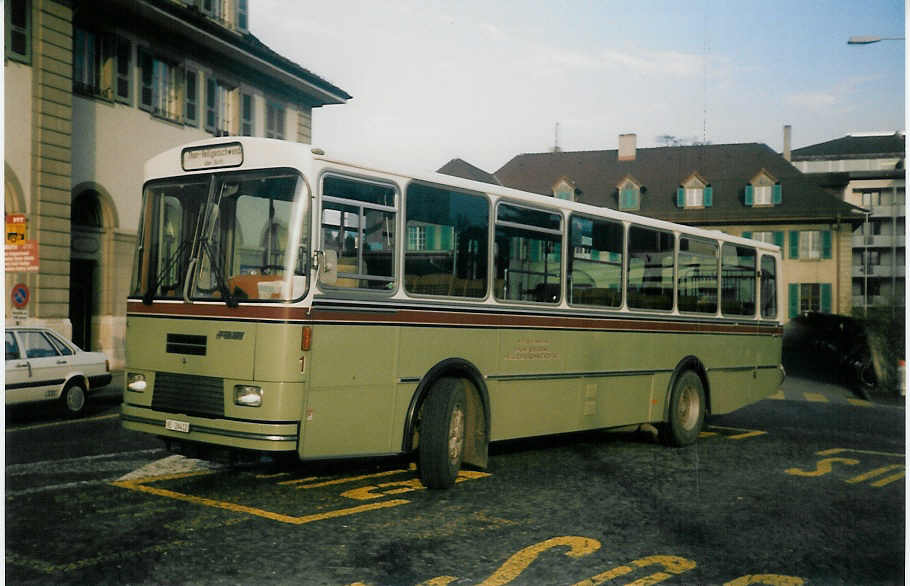 (016'317) - ATGH Heiligenschwendi - Nr. 1/BE 26'412 - FBW/R&J am 5. M�rz 1997 beim Bahnhof Thun