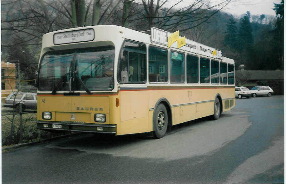 (016'319) - STI Thun - Nr. 46/BE 396'546 - Saurer/R&J am 5. M�rz 1997 bei der Schiffl�ndte Thun