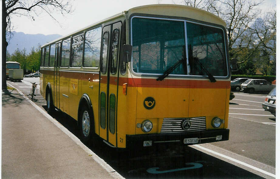 (016'821) - Gast, Gwatt - Nr. 27/BE 518'148 - Saurer/T�scher (ex AVG Grindelwald Nr. 28+27+19; ex Lienert, Einsiedeln) am 17. April 1997 in Thun, Lachen
