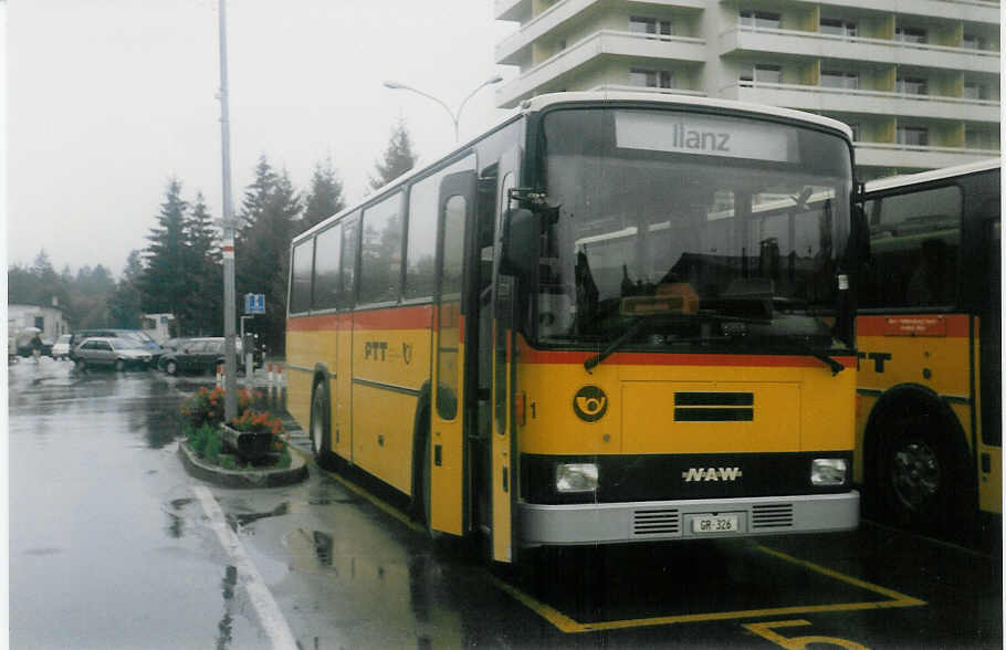 (018'335) - Sol�r&Fontana, Ilanz - Nr. 1/GR 326 - NAW/Lauber am 2. August 1997 beim Bahnhof Ilanz