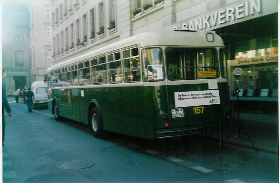 (019'106) - SVB Bern - Nr. 157/BE 113'157 - FBW/Gangloff am 5. September 1997 in Bern, B�renplatz