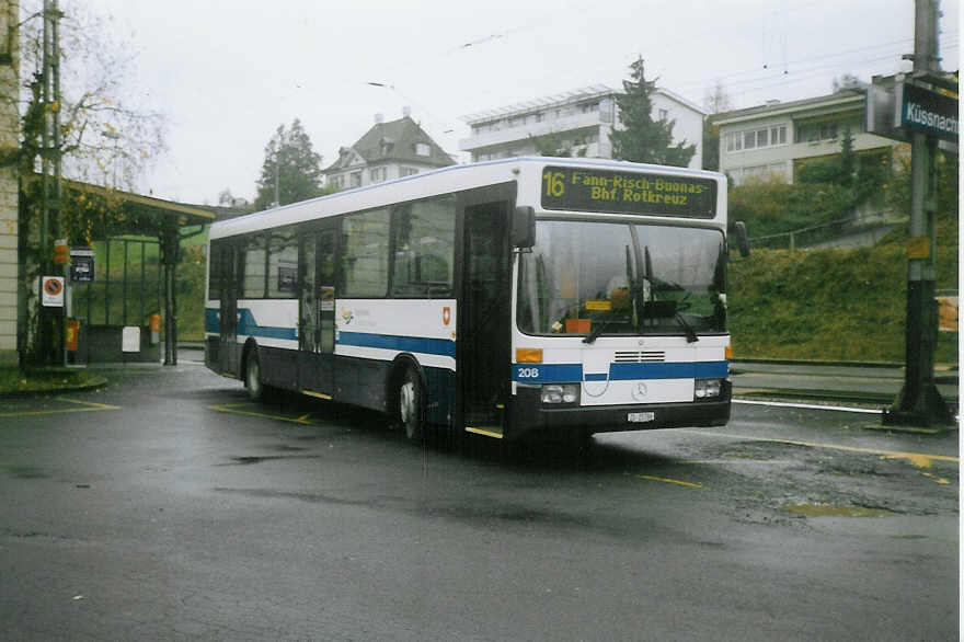 (021'012) - Odermatt, Rotkreuz - Nr. 208/ZG 25'786 - Mercedes/Hess (ex ZVB Zug Nr. 16) am 30. November 1997 beim Bahnhof K�ssnacht