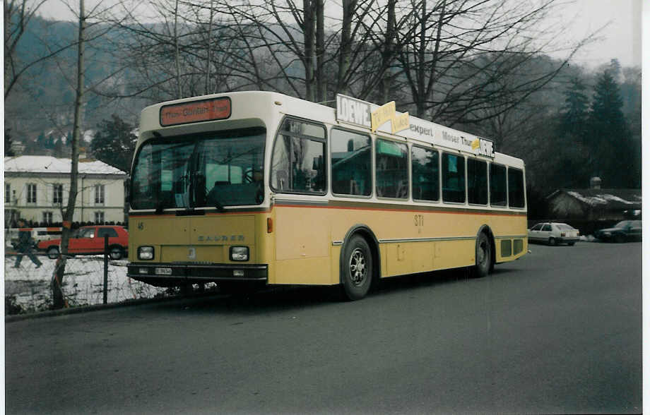(021'606) - STI Thun - Nr. 46/BE 396'546 - Saurer/R&J am 4. Februar 1998 bei der Schiffl�ndte Thun