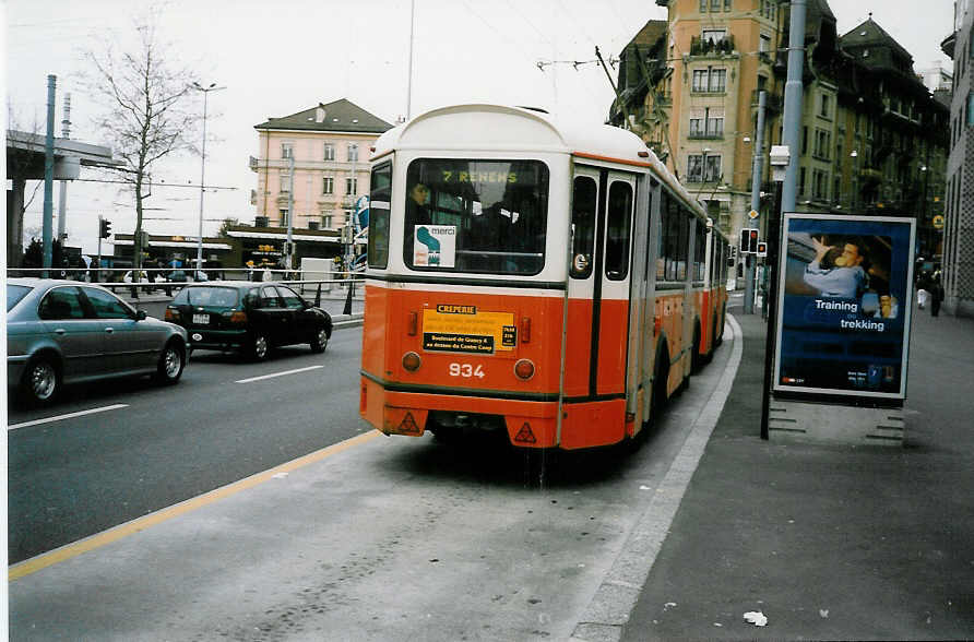 (022'311) - TL Lausanne - Nr. 934 - Moser/Eggli-Mischler Personenanh�nger am 15. April 1998 in Lausanne, Chauderon