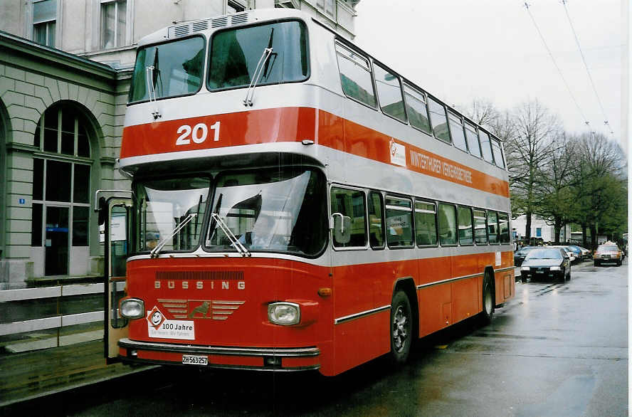 (022'527) - WV Winterthur - Nr. 201/ZH 563'257 - B�ssing (ex Amt f�r Luftverkehr, Z�rich Nr. 47; ex Swissair, Z�rich Nr. 23) am 18. April 1998 beim Hauptbahnhof Winterthur