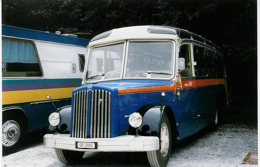 (025'402) - Wihler, Chur - GR 2001 - Saurer/FHS (ex Granella, W�renlingen; ex Amstein, Willisau) am 15. August 1998 in Heitenried, Sensegraben