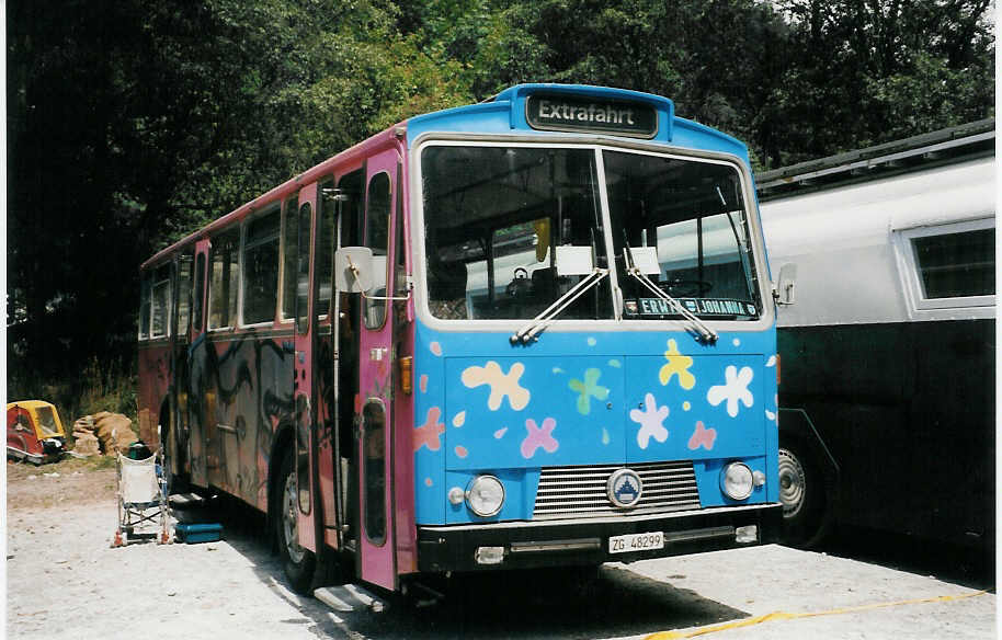 (025'413) - Arnold, Zug - ZG 48'299 - Saurer/T�scher (ex M�ller, H�nenberg; ex P 24'643) am 15. August 1998 in Heitenried, Sensegraben