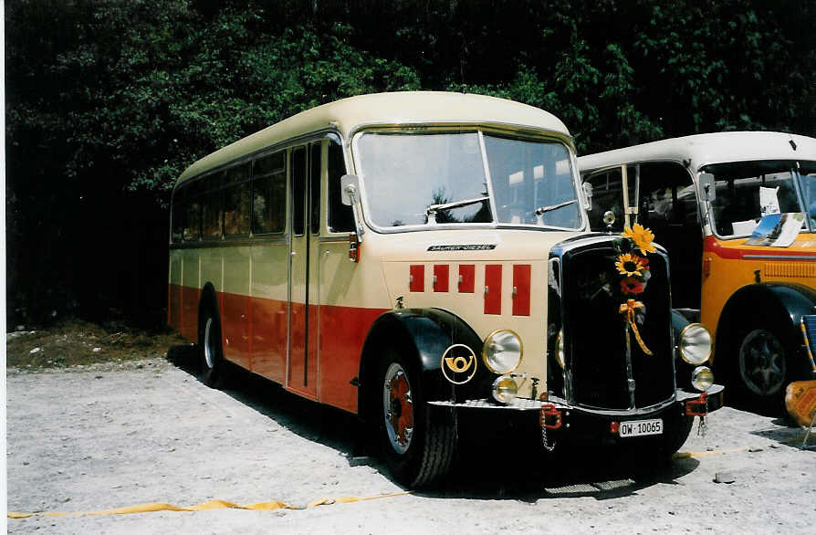 (025'414) - Imfeld, Sachseln - OW 10'065 - Saurer/T�scher (ex L�tscher, Neuheim) am 15. August 1998 in Heitenried, Sensegraben