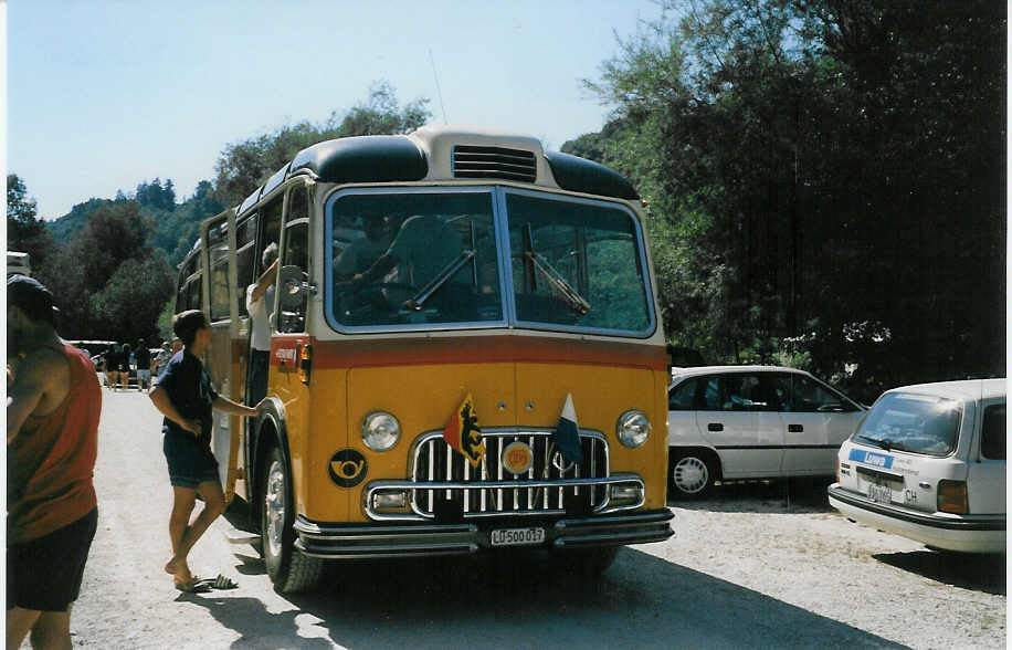 (025'601) - Huber, Oberkirch - LU 500'017 - FBW/Hess (ex K�lin, Alpthal; ex P 24'050) am 15. August 1998 in Heitenried, Sensegraben