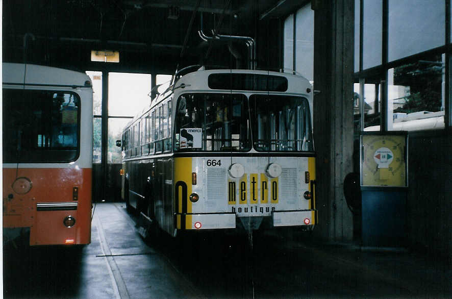 (025'708) - TL Lausanne - Nr. 664 - FBW/Eggli Trolleybus am 22. August 1998 in Lausanne, D�p�t Borde