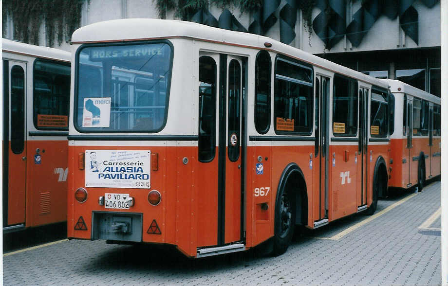 (025'713) - TL Lausanne - Nr. 967/VD 406'802 - Rochat/Lauber Personenanh�nger am 22. August 1998 in Lausanne, D�p�t Borde