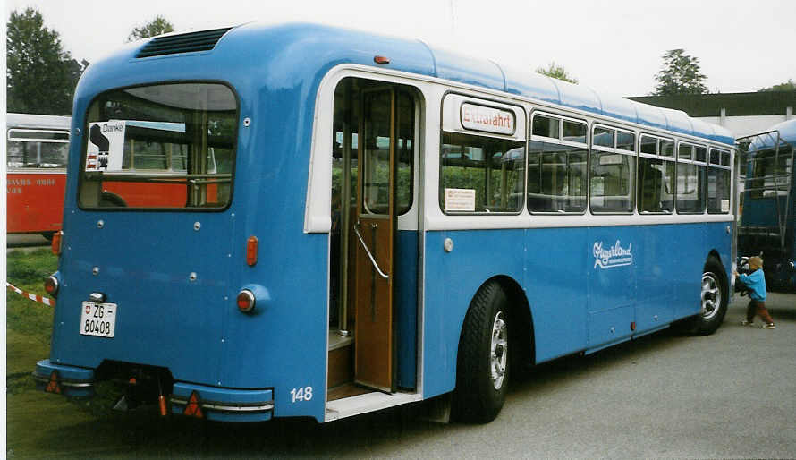 (026'324) - ZVB Zug - Nr. 148/ZG 80'408 - Moser/R&J Personenanh�nger (ex Nr. 48) am 3. Oktober 1998 in R�ti, Sonnenplatz