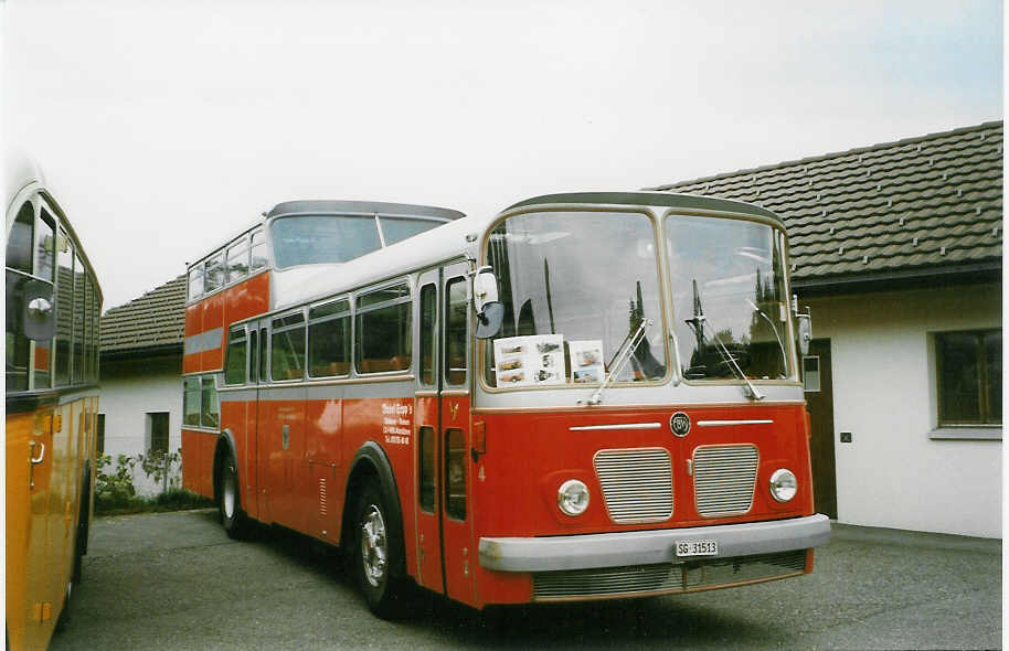 (026'517) - Wespe, Altst�tten - Nr. 4/SG 31'513 - FBW/Vetter-R&J Anderthalbdecker (ex AFA Adelboden Nr. 4) am 3. Oktober 1998 in R�ti, Sonnenplatz