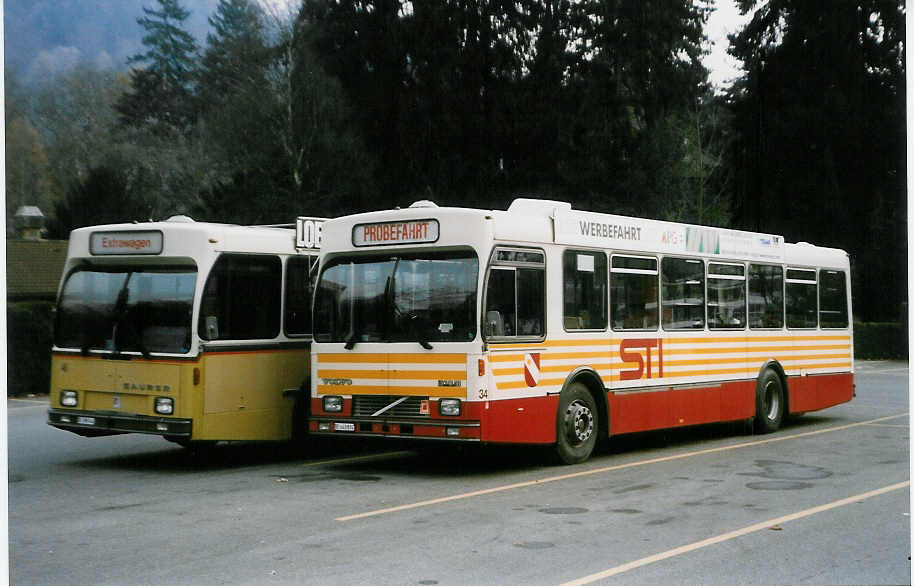 (028'212) - STI Thun - Nr. 34/BE 443'834 - Volvo/R&J (ex SAT Thun Nr. 34) am 25. November 1998 bei der Schiffl�ndte Thun