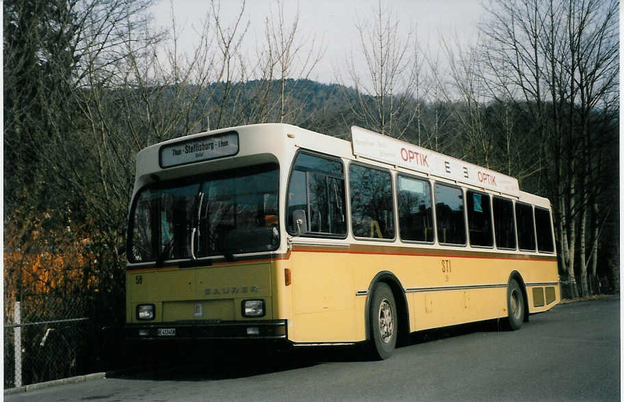 (029'228) - STI Thun - Nr. 58/BE 413'458 - Saurer/R&J am 4. Februar 1999 bei der Schiffl�ndte Thun