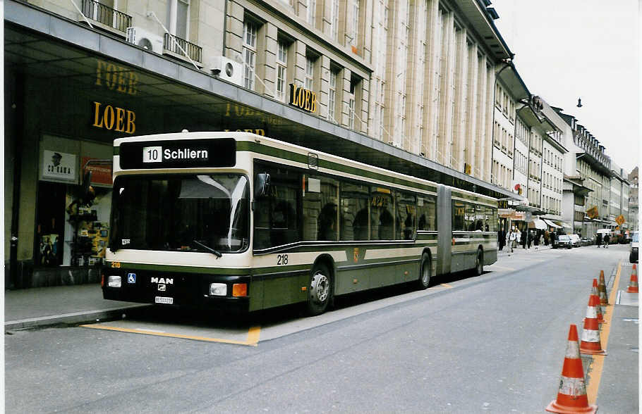 (029'819) - SVB Bern - Nr. 218/BE 513'218 - MAN am 1. M�rz 1999 beim Bahnhof Bern