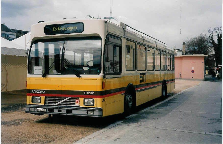 (030'730) - STI Thun - Nr. 35/BE 443'835 - Volvo/R&J (ex SAT Thun Nr. 35) am 8. April 1999 in Thun, M�hleplatz
