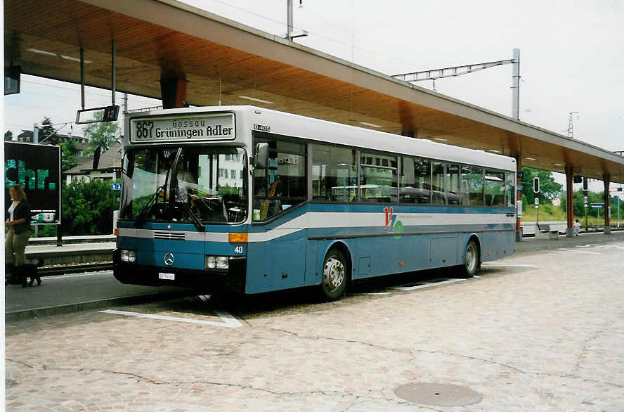 (032'421) - VZO Gr�ningen - Nr. 40/ZH 54'340 - Mercedes am 26. Juni 1999 beim Bahnhof Wetzikon