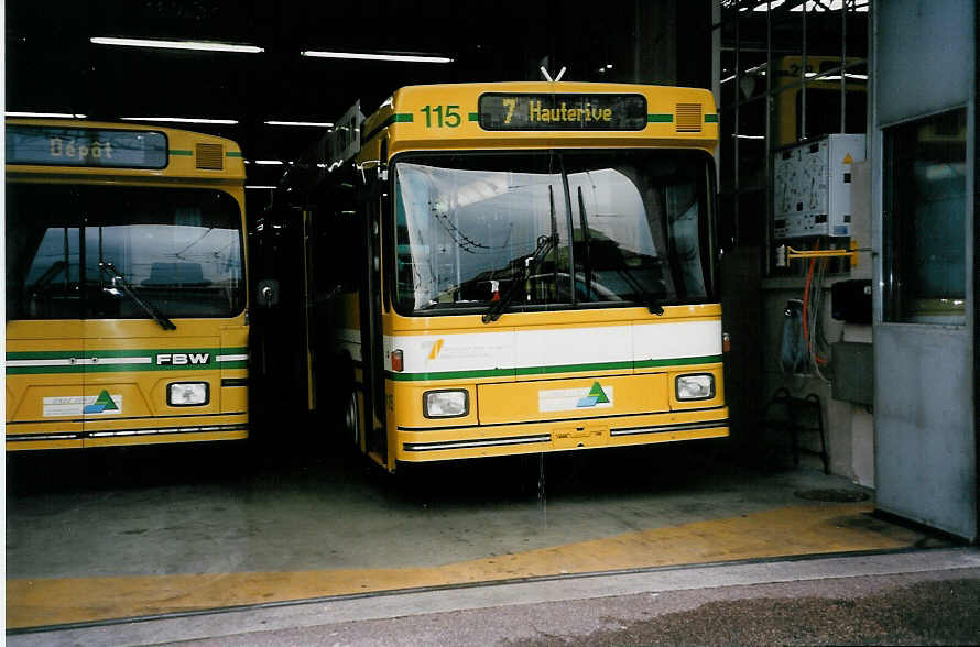 (033'216) - TN Neuch�tel - Nr. 115 - NAW/Hess Gelenktrolleybus am 6. Juli 1999 in Neuch�tel, D�p�t