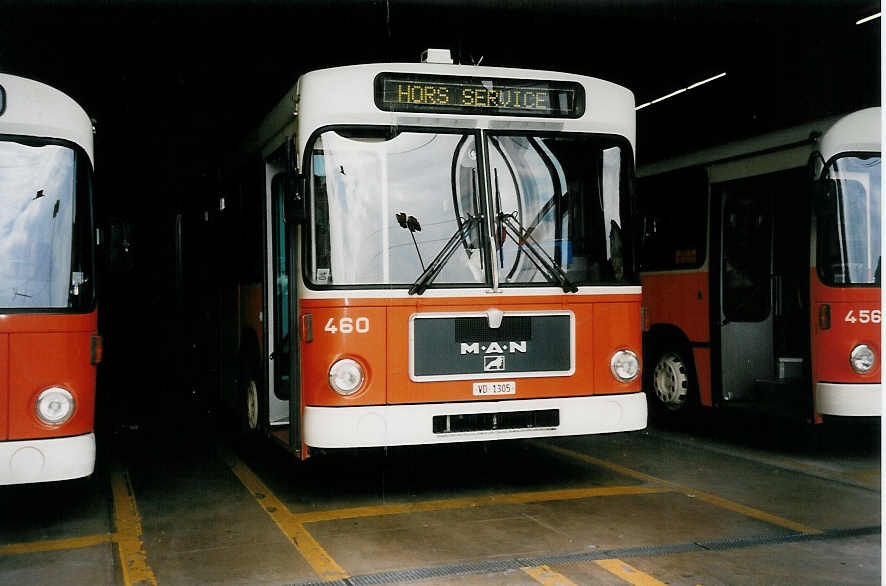 (033'603) - TL Lausanne - Nr. 460/VD 1305 - MAN/Lauber am 7. Juli 1999 in Lausanne, D�p�t Borde