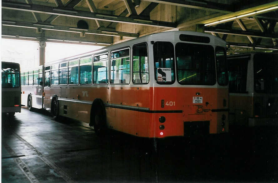 (033'606) - TL Lausanne - Nr. 401/VD 1551 - FBW/Hess am 7. Juli 1999 in Lausanne, D�p�t Borde