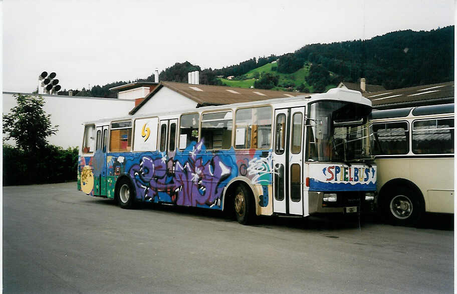 (034'033) - Kirchgemeinde, Steffisburg - Neoplan/Auw�rter (ex AvH Heimenschwand Nr. 3) am 11. Juli 1999 in Thun, Garage STI