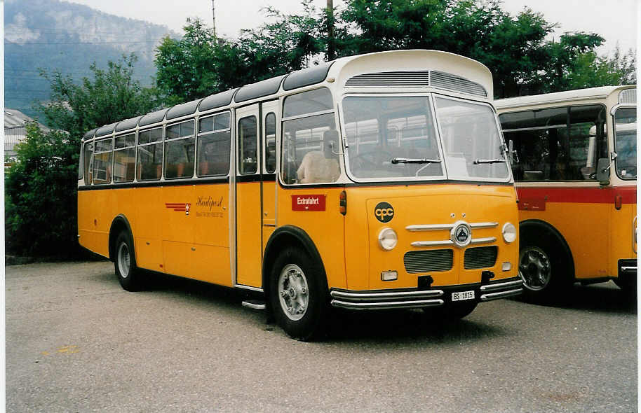 (035'906) - Reber, Basel - BS 1815 - Saurer/FHS (ex Eggenberger, M�riken; ex Ott, Wetzikon; ex OPC Ennetb�rgen Nr. 3; ex AVG Grindelwald; ex P 24'143) am 28. August 1999 in Oensingen, Saurertreffen