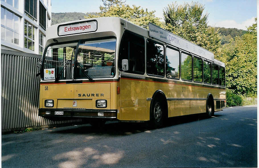 (036'635) - STI Thun - Nr. 58/BE 413'458 - Saurer/R&J am 30. August 1999 bei der Schiffl�ndte Thun
