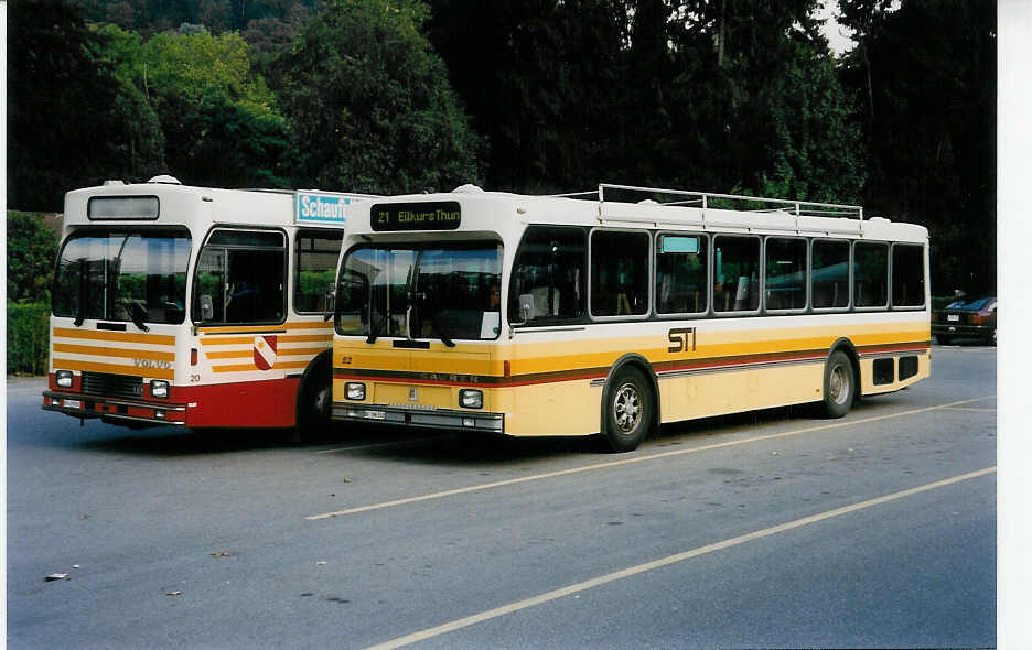 (036'836) - STI Thun - Nr. 52/BE 396'552 - Saurer/R&J am 18. September 1999 bei der Schiffl�ndte Thun