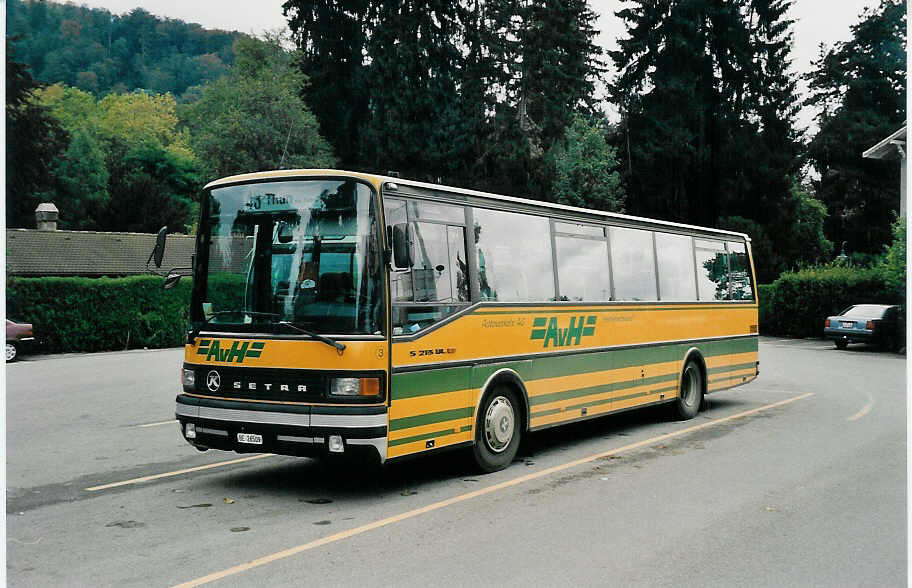 (037'217) - AvH Heimenschwand - Nr. 3/BE 26'509 - Setra (ex AGS Sigriswil Nr. 1) am 5. Oktober 1999 bei der Schiffl�ndte Thun