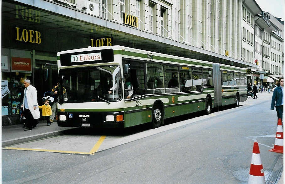 (039'612) - SVB Bern - Nr. 222/BE 513'222 - MAN am 14. M�rz 2000 beim Bahnhof Bern