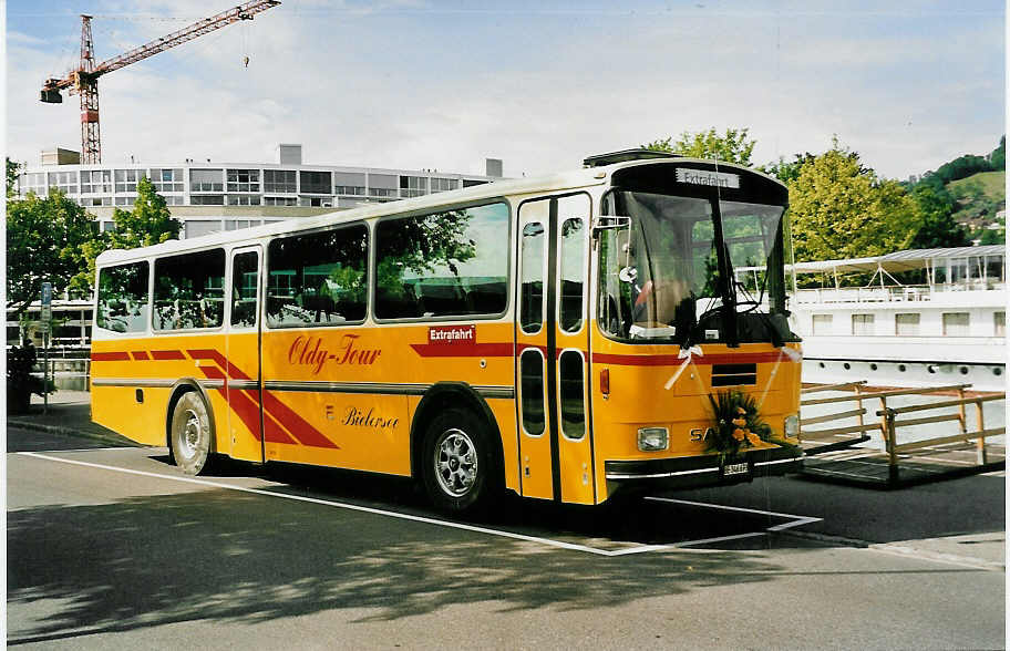 (040'514) - Oldy-Tour Bielersee, Sutz - BE 346'673 - Saurer/Hess (ex P 24'202) am 13. Mai 2000 bei der Schiffl�ndte Thun