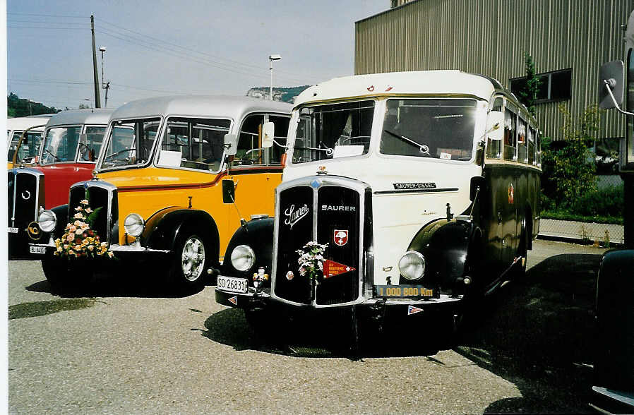 (042'729) - Eberhard, Messen - SO 26'831 - Saurer/Lauber (ex Faigaux, Malleray; ex Sch�pbach, Murten; ex Marti, Kallnach) am 26. August 2000 in Oensingen, Saurertreffen