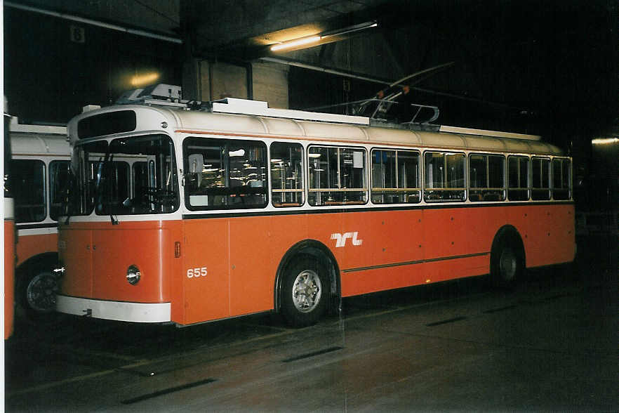 (045'322) - TL Lausanne - Nr. 655 - FBW/Eggli Trolleybus am 11. M�rz 2001 in Lausanne, D�p�t Borde