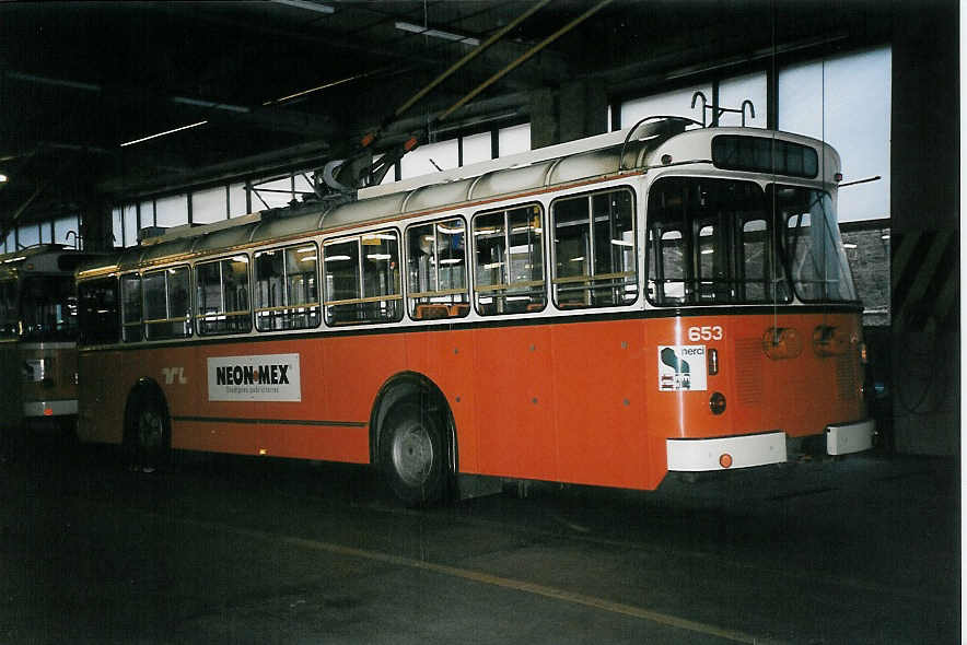 (045'324) - TL Lausanne - Nr. 653 - FBW/Eggli Trolleybus am 11. M�rz 2001 in Lausanne, D�p�t Borde