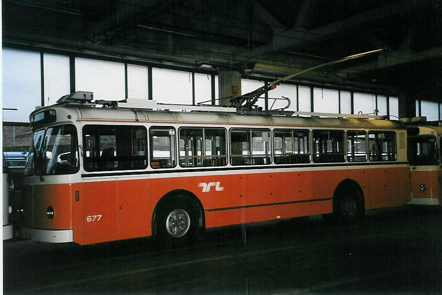 (045'328) - TL Lausanne - Nr. 677 - FBW/Eggli Trolleybus am 11. M�rz 2001 in Lausanne, D�p�t Borde
