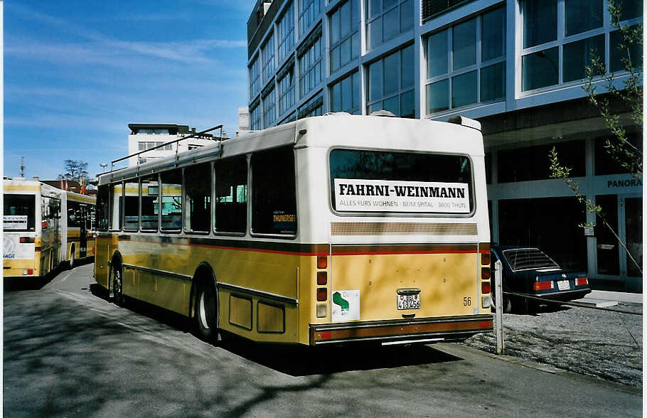 (045'537) - STI Thun - Nr. 56/BE 413'456 - Saurer/R&J am 2. April 2001 bei der Schiffl�ndte Thun