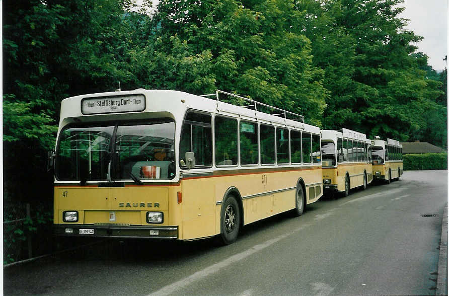 (047'001) - STI Thun - Nr. 47/BE 396'547 - Saurer/R&J am 9. Juni 2001 bei der Schiffl�ndte Thun