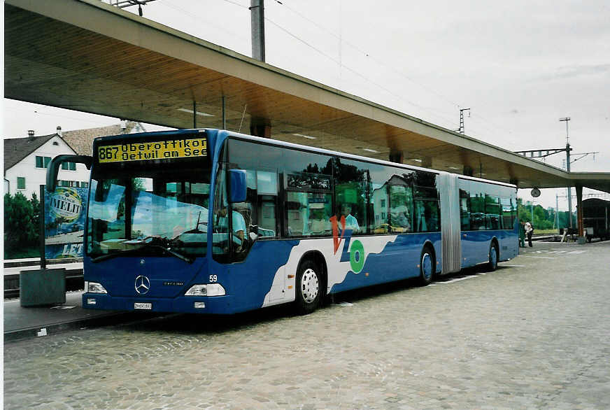 (047'916) - VZO Gr�ningen - Nr. 59/ZH 691'893 - Mercedes am 12. Juli 2001 beim Bahnhof Wetzikon