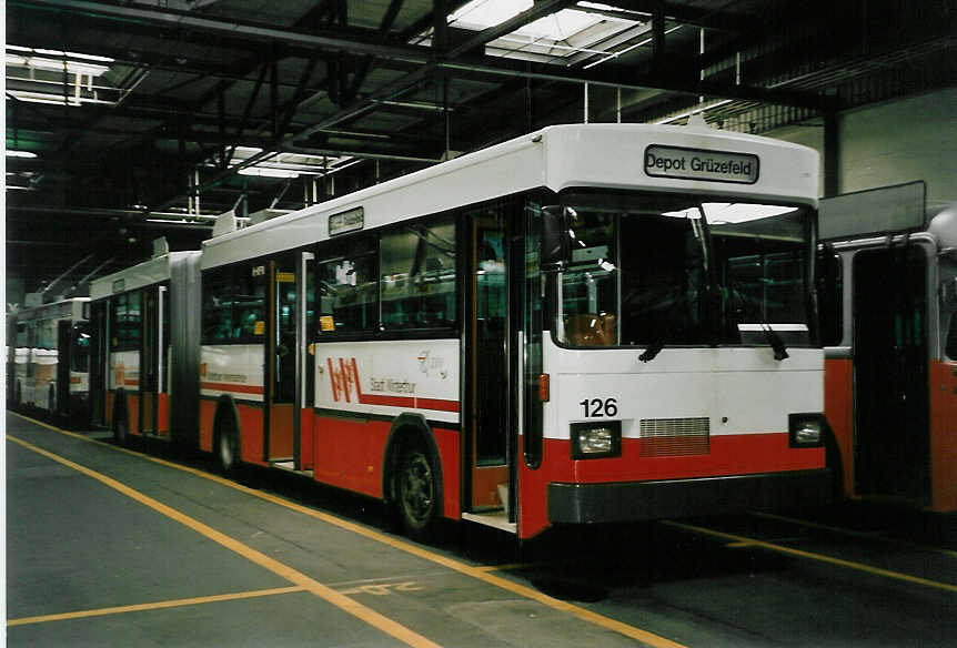 (048'528) - WV Winterthur - Nr. 126 - Saurer/FHS Gelenktrolleybus am 18. Juli 2001 in Winterthur, Depot Gr�zefeld