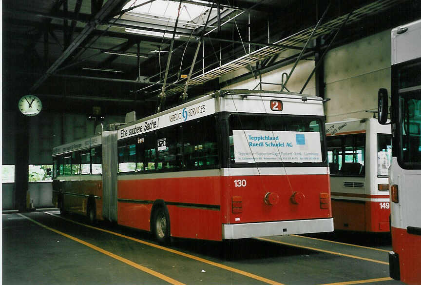 (048'536) - WV Winterthur - Nr. 130 - Saurer/FHS Gelenktrolleybus am 18. Juli 2001 in Winterthur, Depot Gr�zefeld 