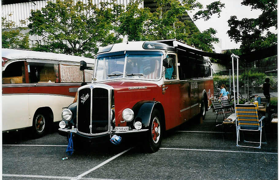 (049'107) - Morger, Horgenberg - ZH 508'493 - Saurer/T�scher (ex P 23'167; ex Casper, Lenzerheide) am 18. August 2001 in Burgdorf, AMP