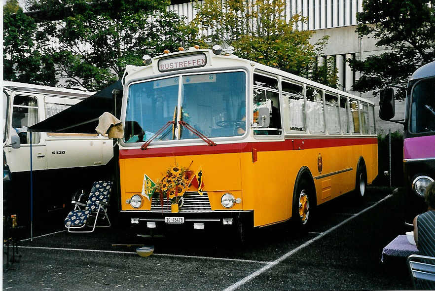 (049'110) - F�ssler, Matzingen - TG 48'478 - Saurer/T�scher (ex Steiger, Schlatt; ex P 24'647) am 18. August 2001 in Burgdorf, AMP