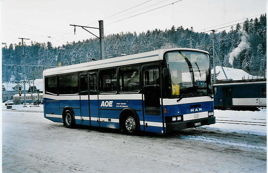 (050'906) - Berger, R�thenbach - BE 94'549 - MAN/Lauber am 24. Dezember 2001 beim Bahnhof Langnau
